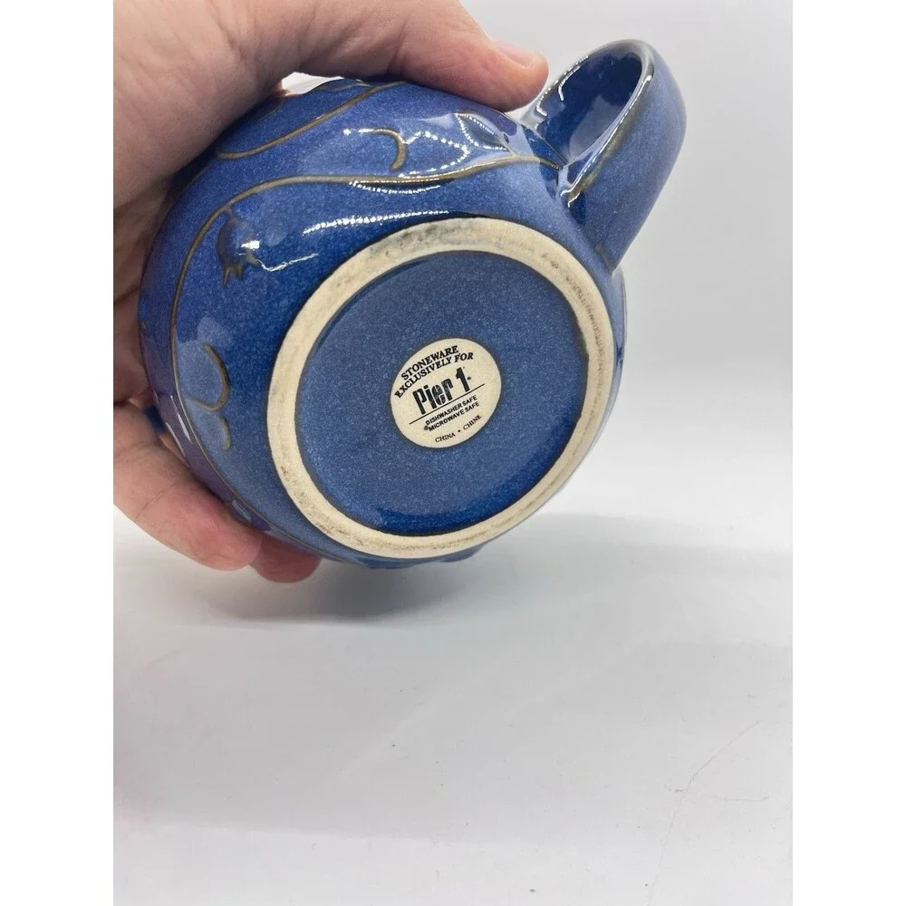 Pier 1 Blue Stoneware Coffee Mug